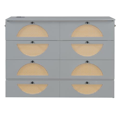 Full Size Murphy Bed Cabinet with USB and Storage Drawer Q685628