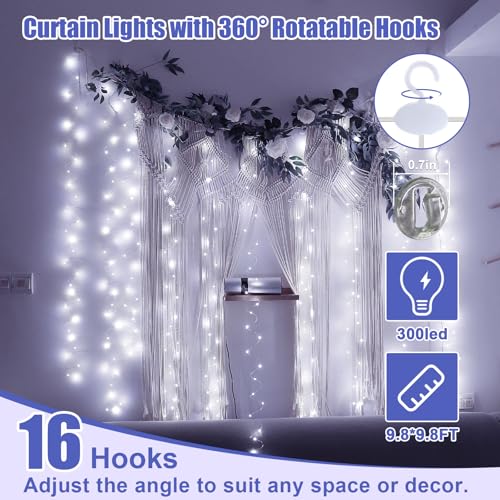 19.6ft x 9.8ft Warm White Curtain String Light D615