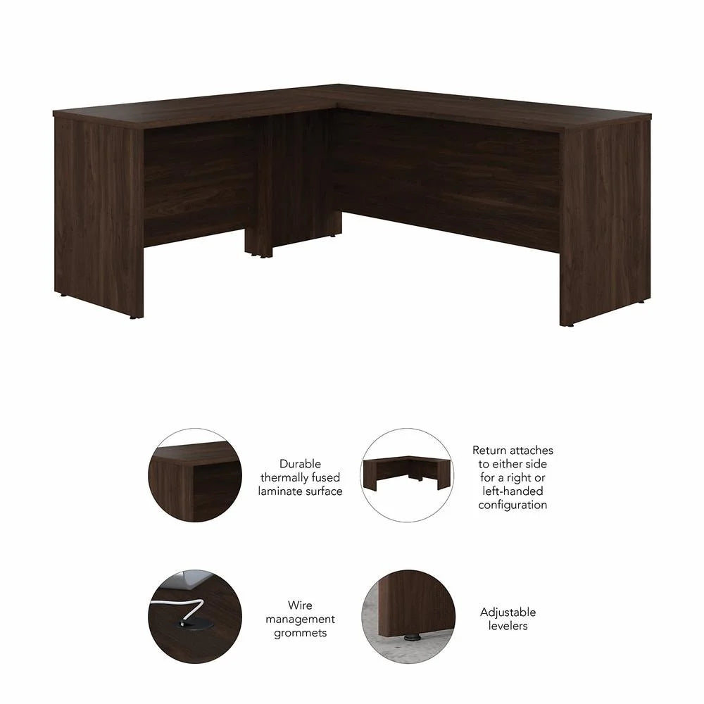 Black Walnut L Shaped Desk K621500