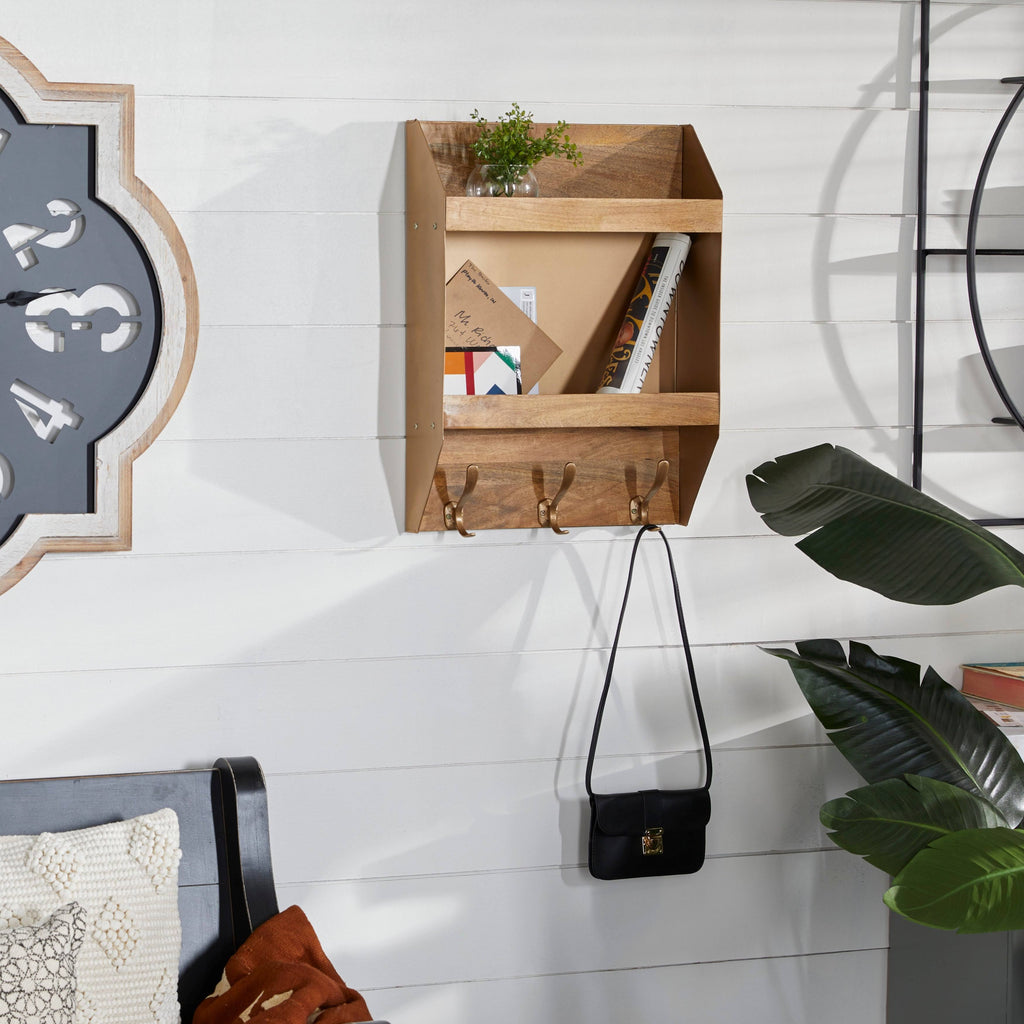 Brown Metal Industrial Wall Shelf N8989