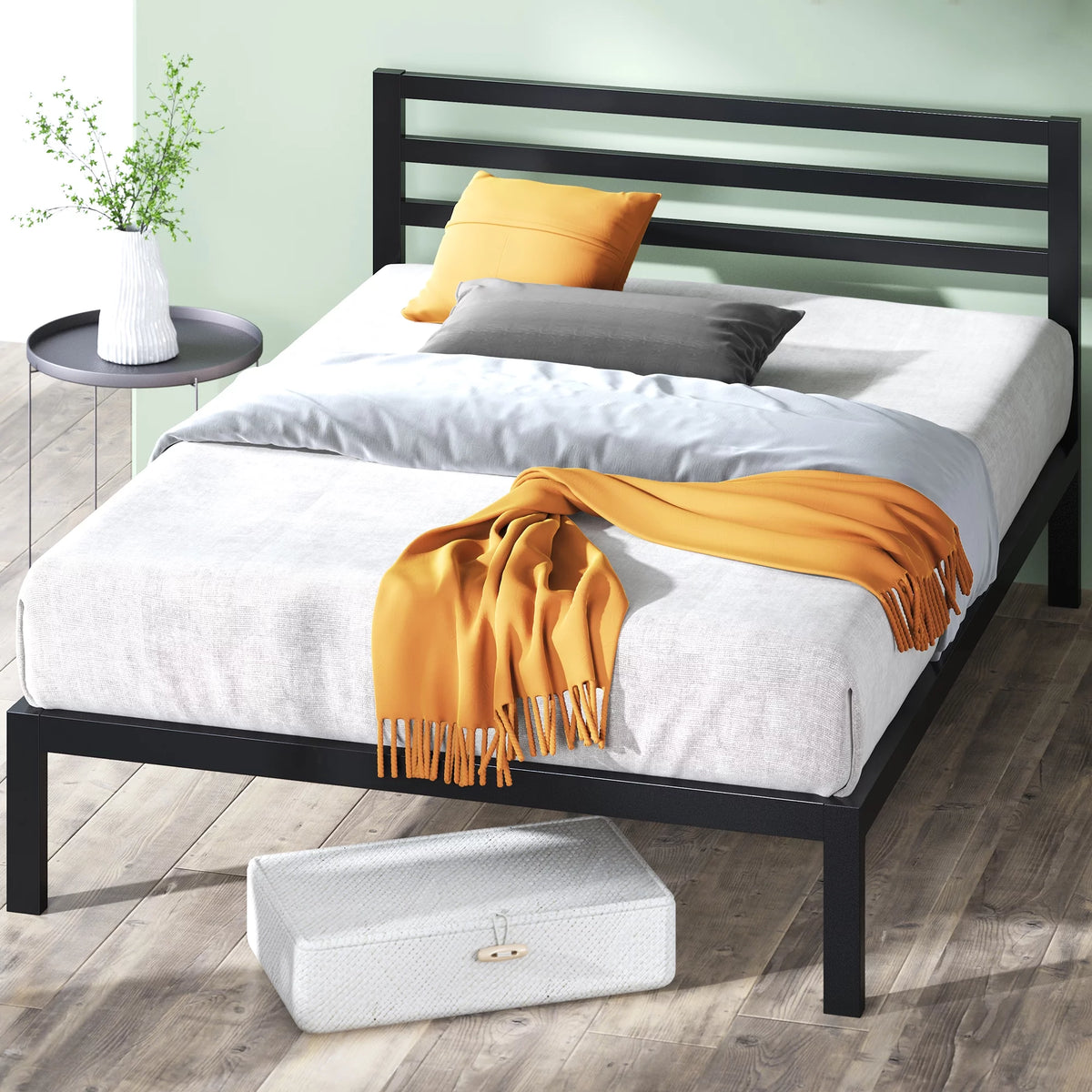 Queen Metal Platform Bed Frame with Headboard E178