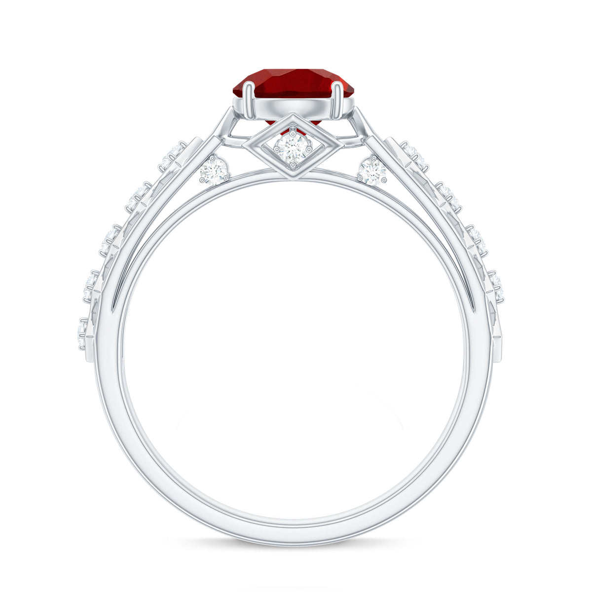 1.25 CT Created Ruby and Diamond Filigree Engagement Ring, 925 Sterling Silver I149675