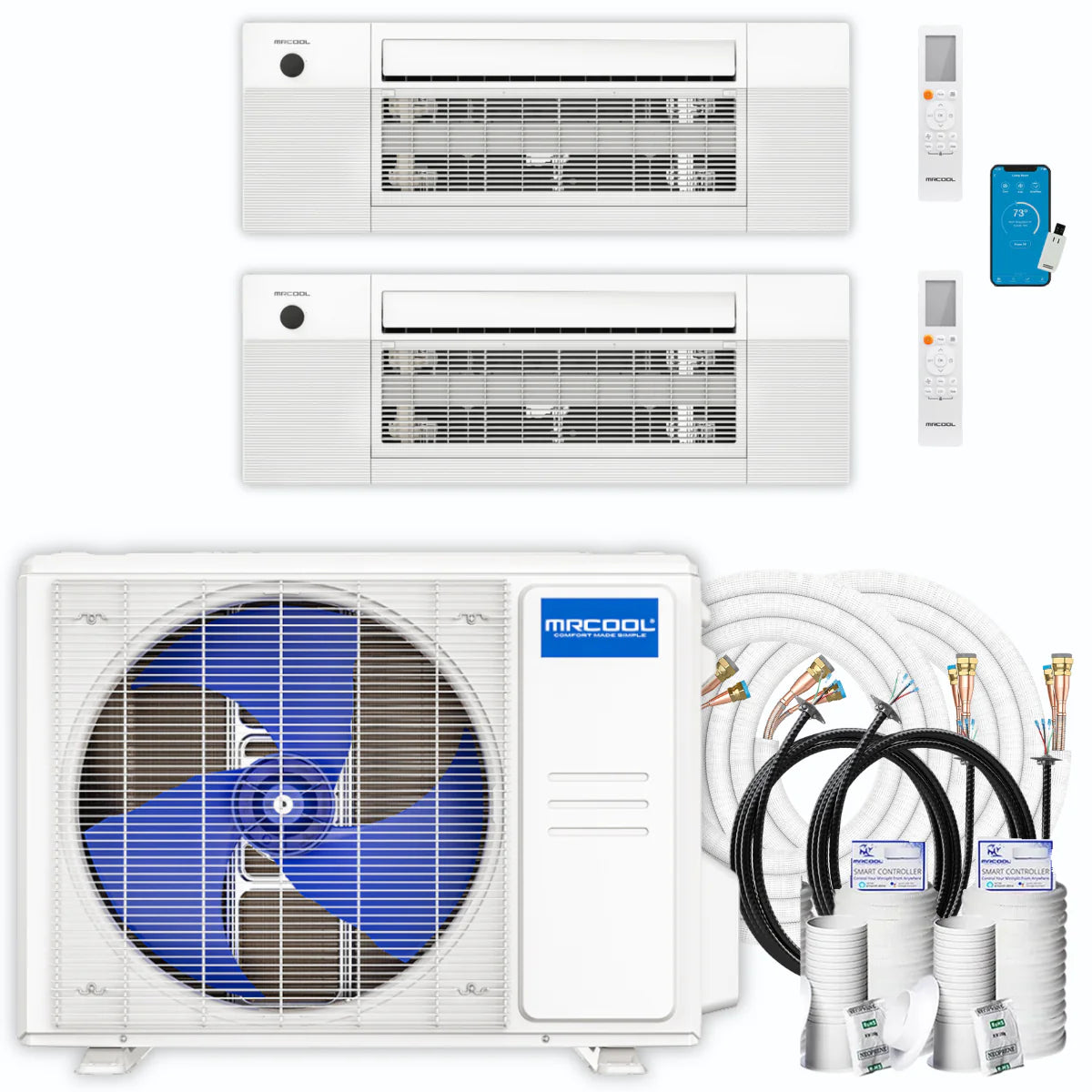 21,000 BTU 2 Zone Ceiling Cassette Ductless Air Conditioner and Heat Pump O862776