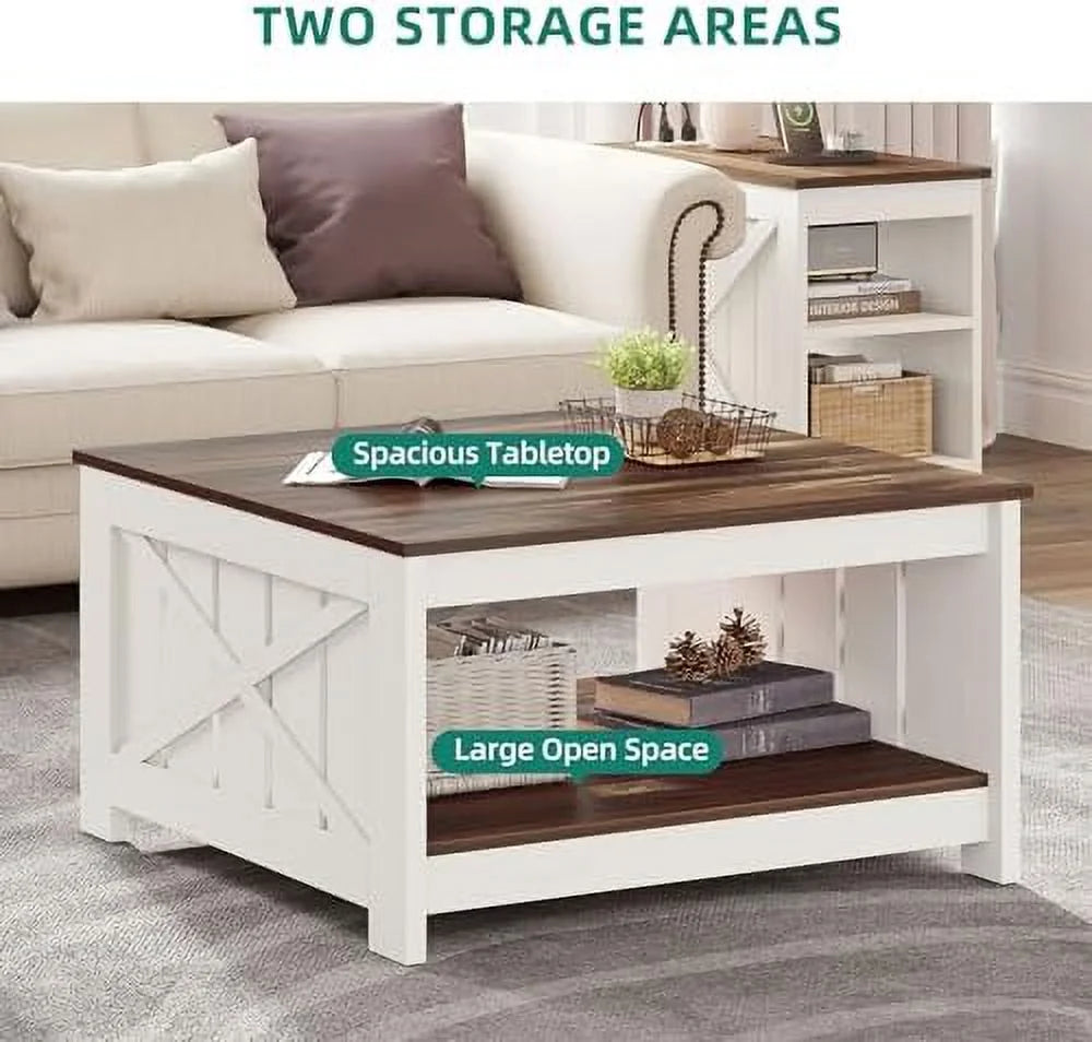 Wood Coffee Table with Half Open Compartment P24057