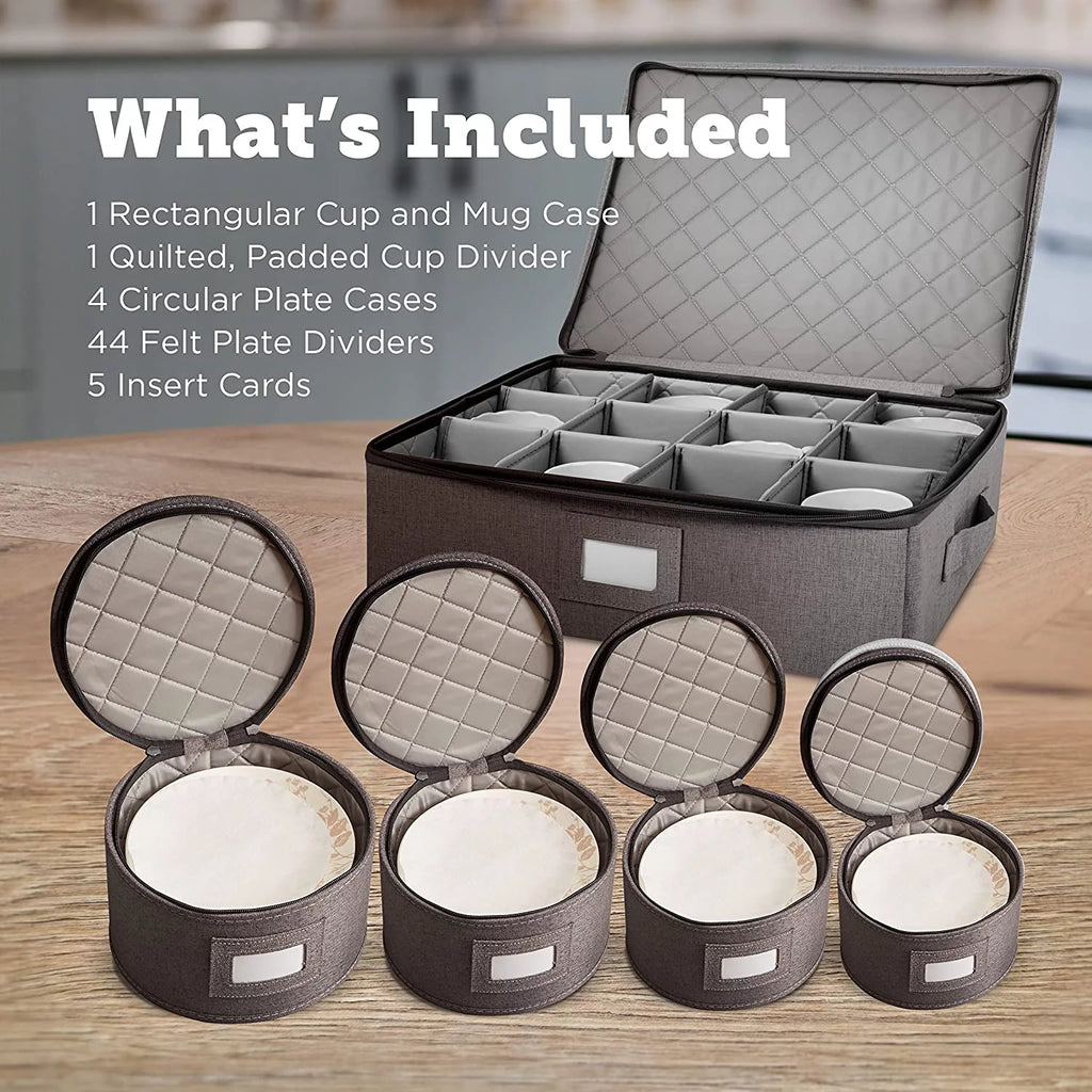 Grey Fabric 5 Piece China Storage Set Y7176