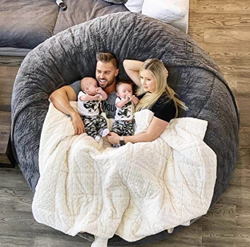 Large Round Soft Fluffy Bean Bag Cover S82165