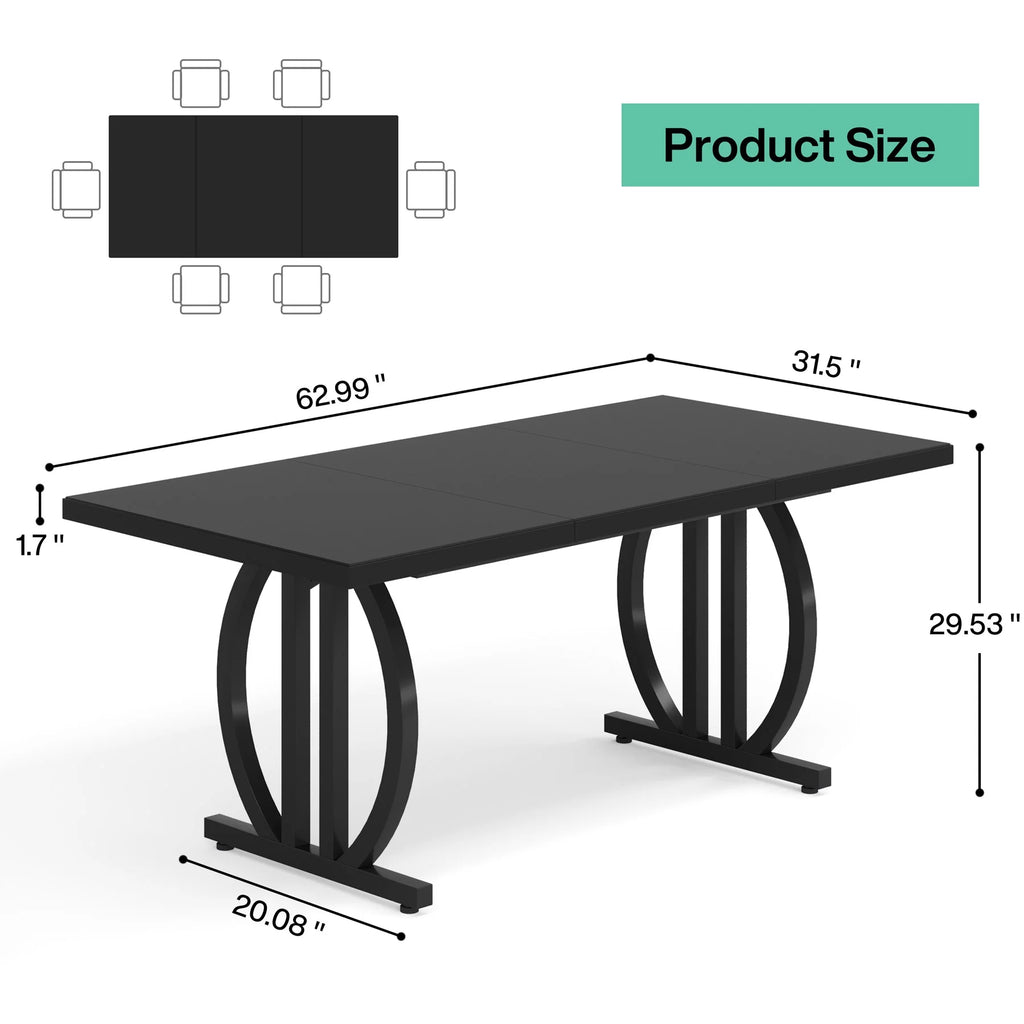 63 in. Dining Table with Heavy Duty Metal Frame N33489