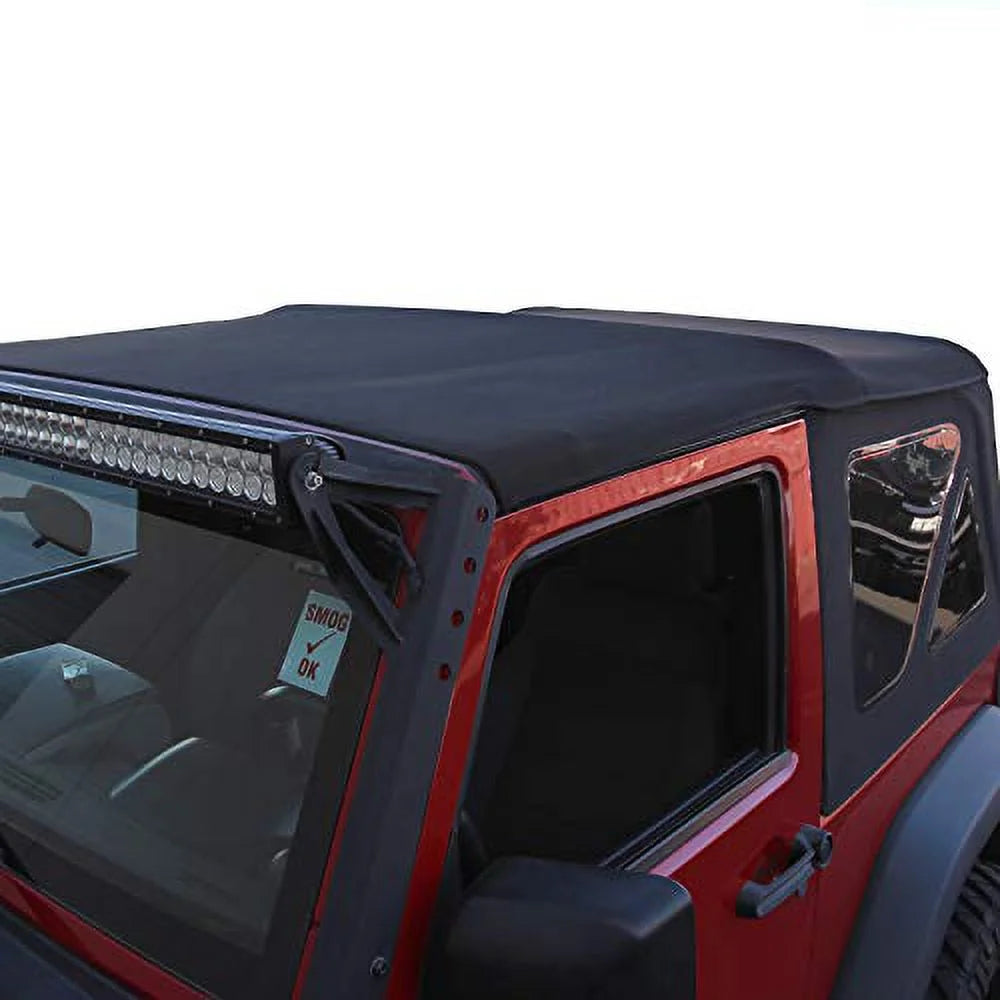 Black Twill Canvas 2 Door Jeep Soft Top with Rear Plastic Tinted Windows C566