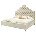 Light Gray Fabric Upholstered Queen Bed U549