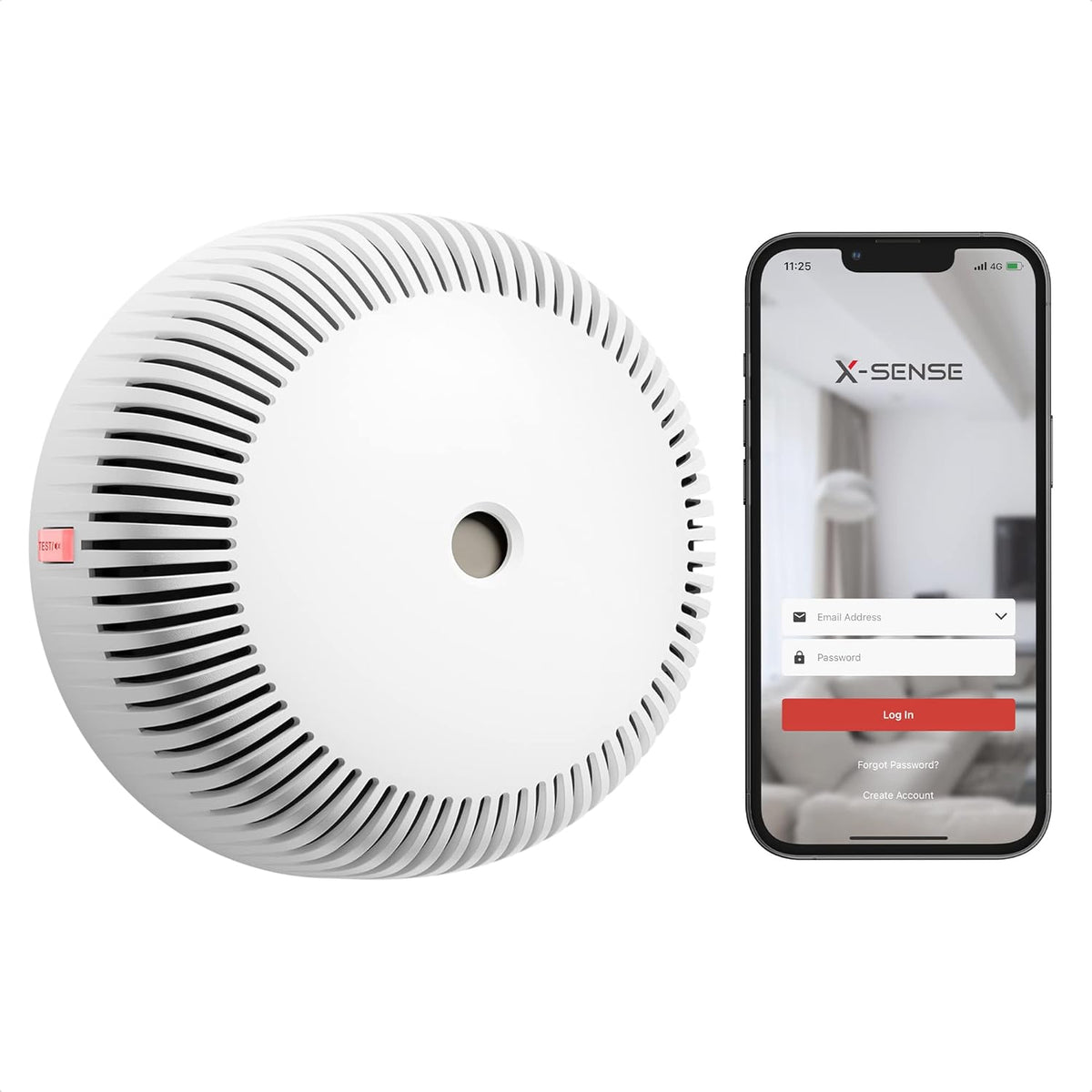 Smart Smoke Detector with Photoelectric Sensor, Replaceable Battery, Wi-Fi W522053