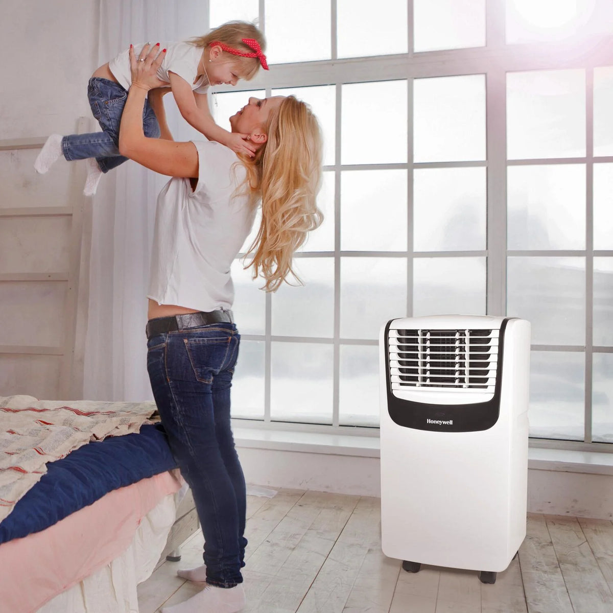 6,800 BTU 115-Volt Portable Air Conditioner with Remote, White/Black A647