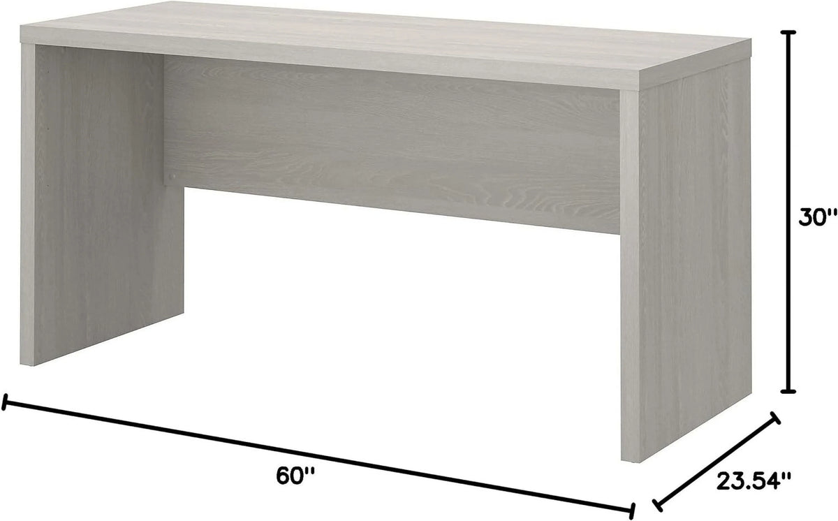 60W Gray Sand Credenza Table with Wire Management X4851