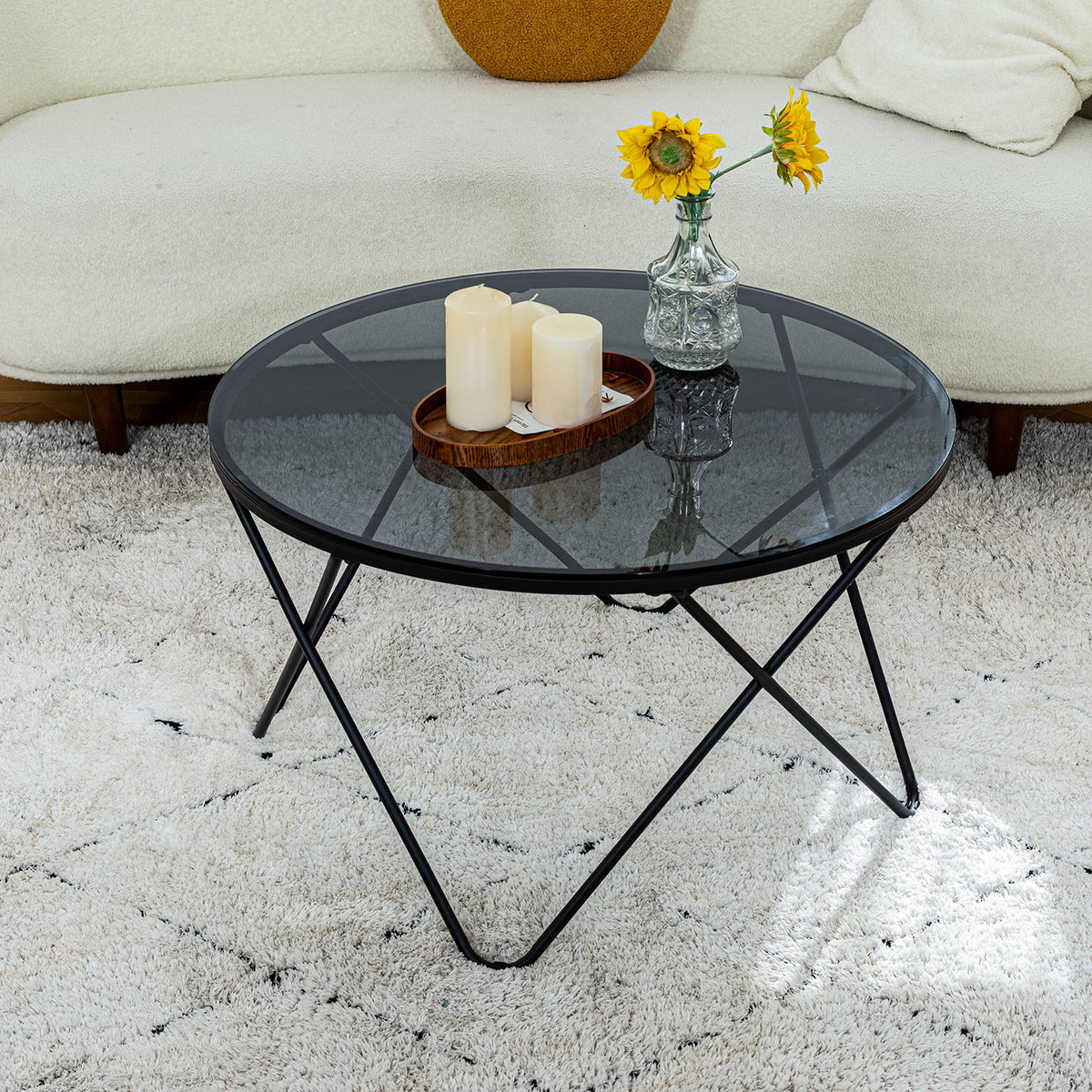 Round Coffee Table with Metal Frame P336289