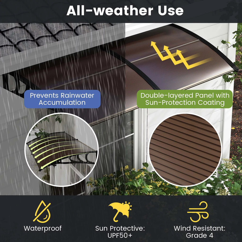 80'' x 40'' Coffee Patio Awning Canopy W813