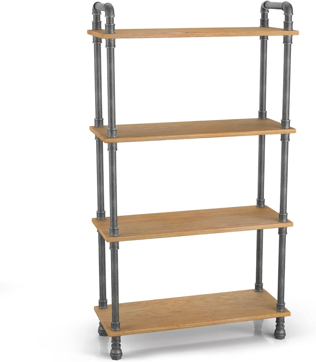 Natural 4-Tier Solid Pine Open Wood Bookcase W7362