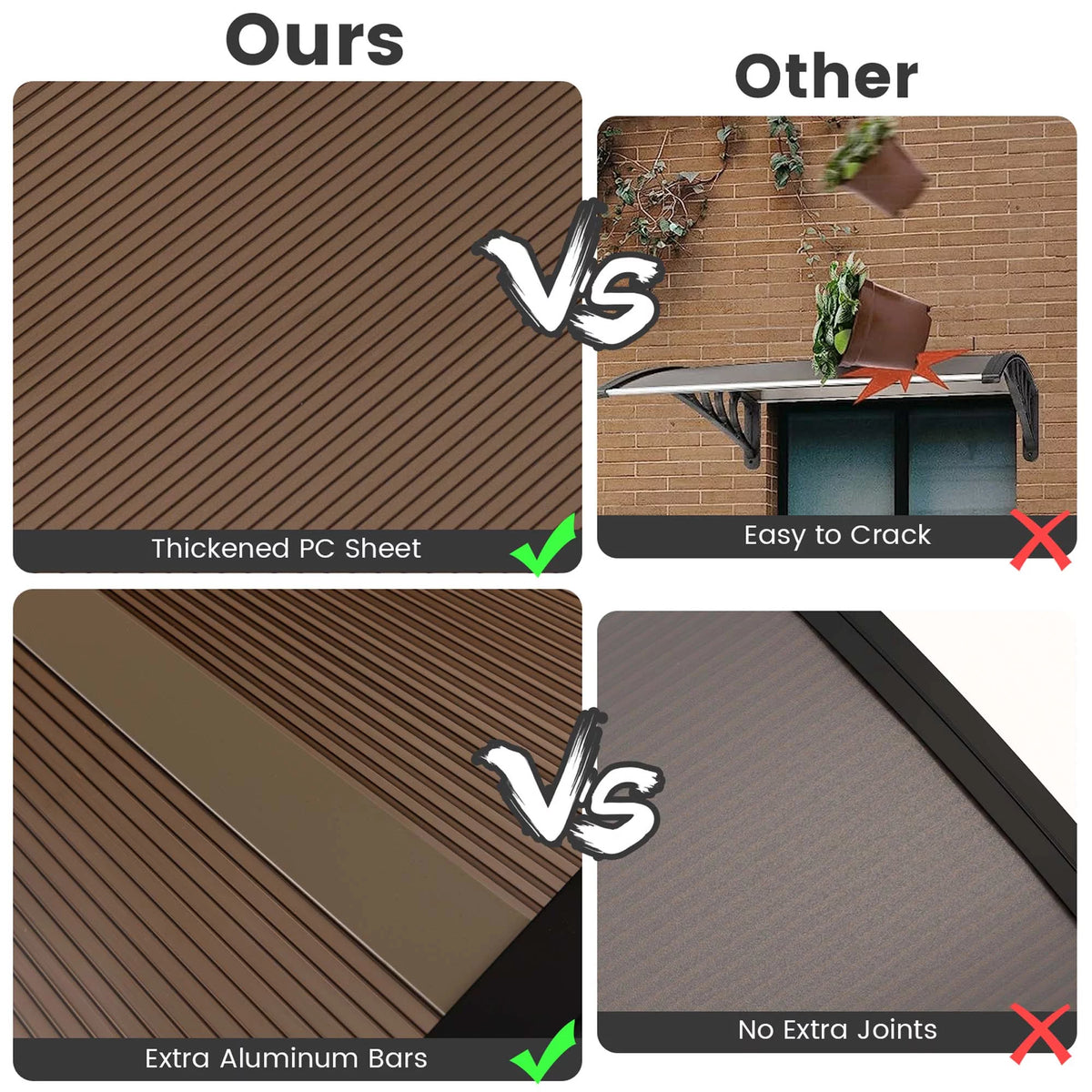 80'' x 40'' Coffee Patio Awning Canopy W813