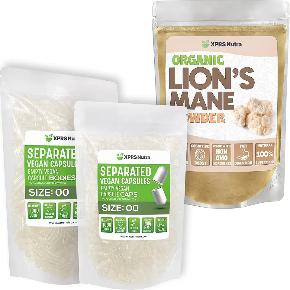 Size 00 Capsules with Lion's Mane Powder Bundle G846