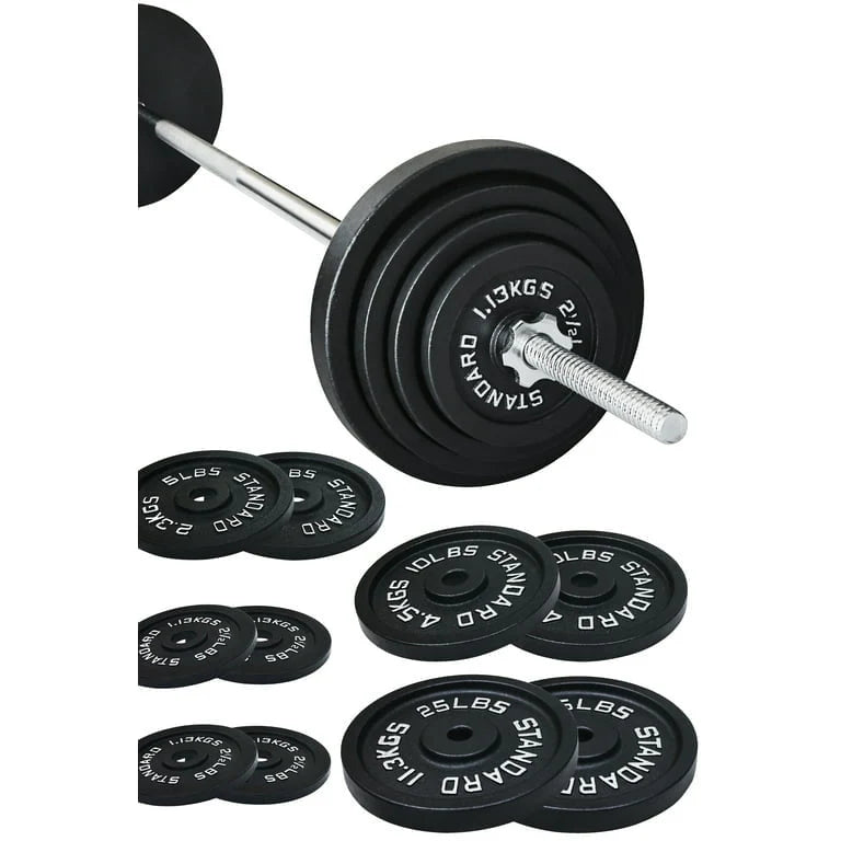 Cast Iron 100-Pound Barbell Set with Star Locks T4516