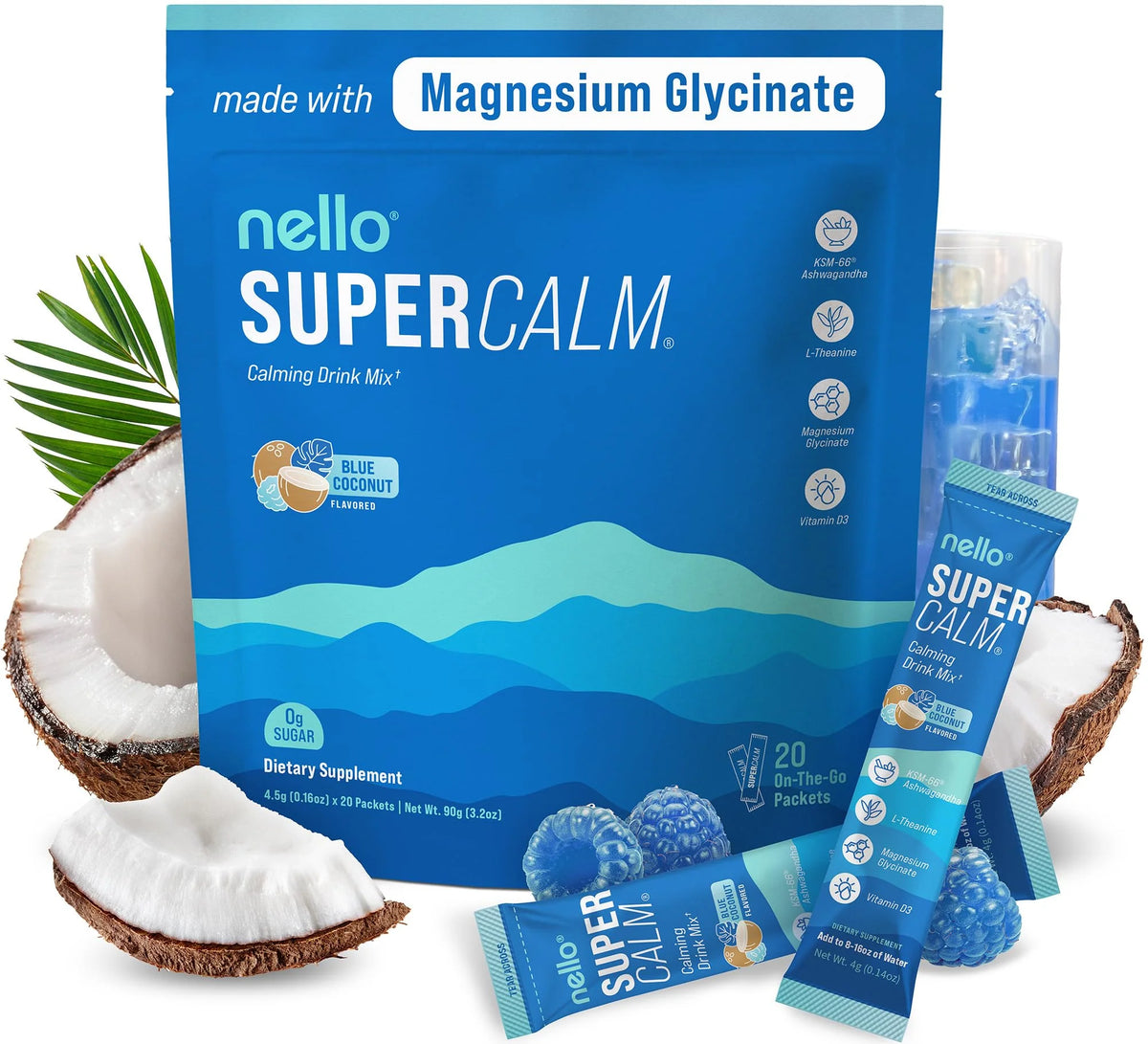 Blue Coconut L Theanine Magnesium Glycinate Powdered Drink Mix M93175