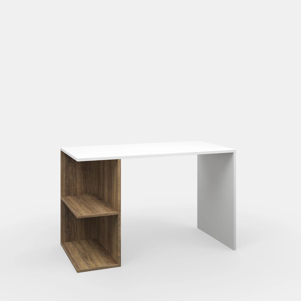 2 Tier White Walnut Modern Desk Q676810