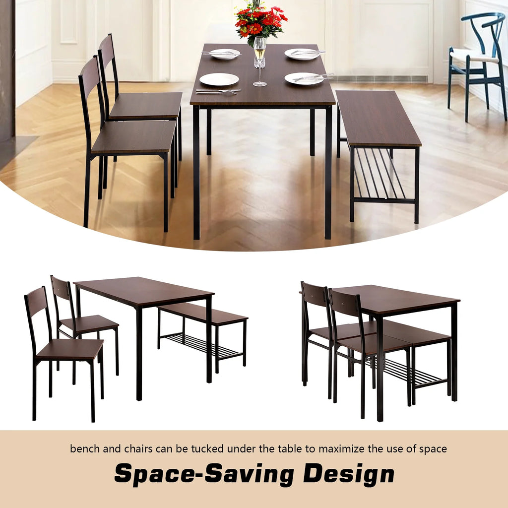 Dining Table Set for 4 with Storage Bench Z4236
