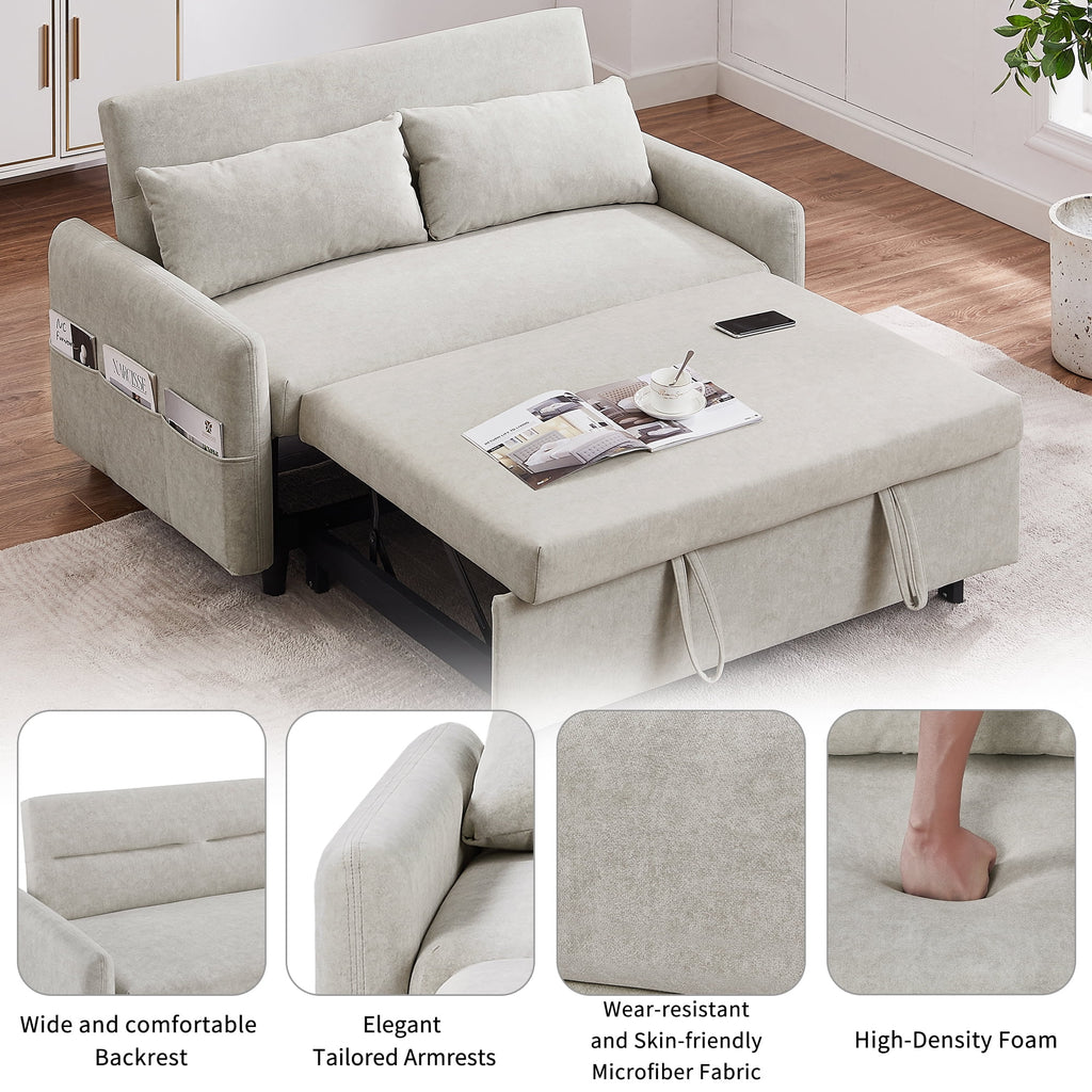 Beige 2 Seater Sleeper Sofa with Pull Out Bed Z945936