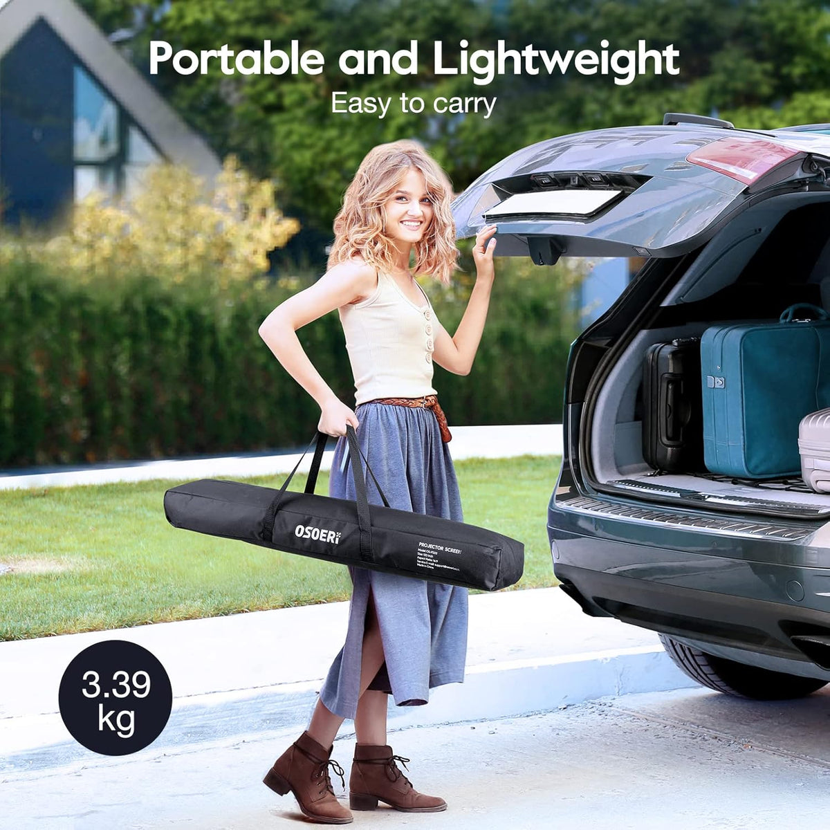 120 inch 16:9 Portable Projection Screen with Stand X6097