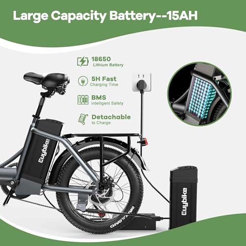 1000W Foldable Electric Bike, 48V 15Ah Removable Battery, 20" Fat Tire, 7 Speed Z9202