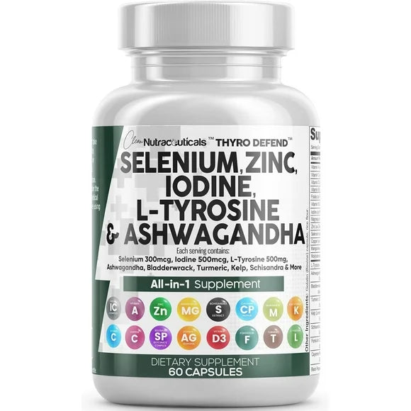 Selenium Zinc Iodine L Tyrosine Ashwagandha 60 Capsules H72303
