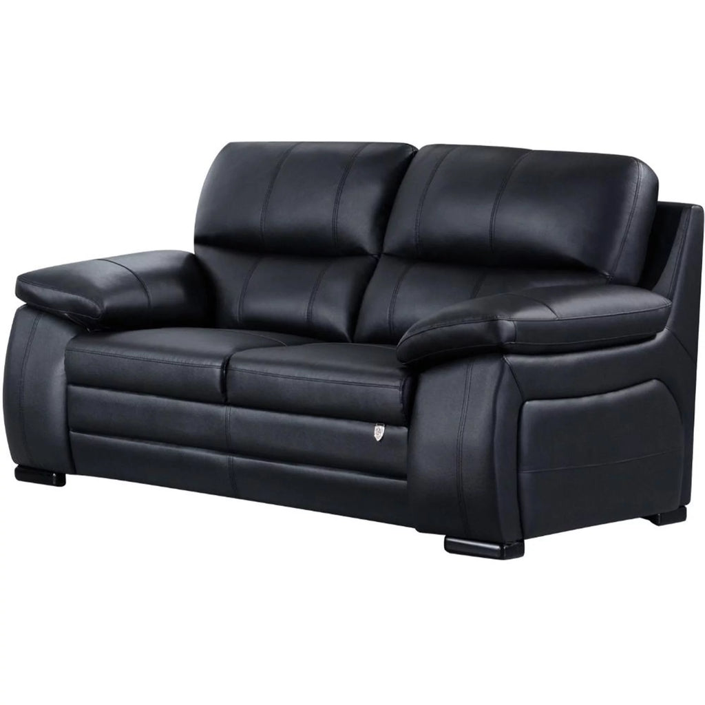 Black Leatherette Upholstered Wooden Loveseat J241393