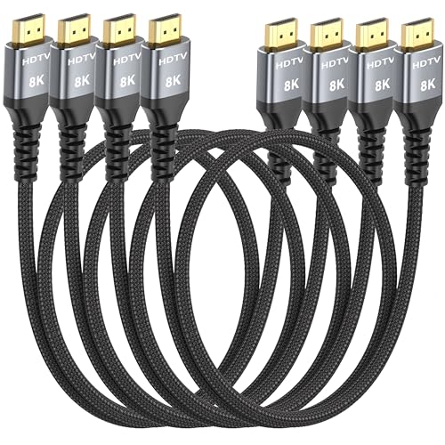 8K HDMI Cable 3FT 4-Pack, High Speed 48Gbps HDMI 2.1 Cord R48182