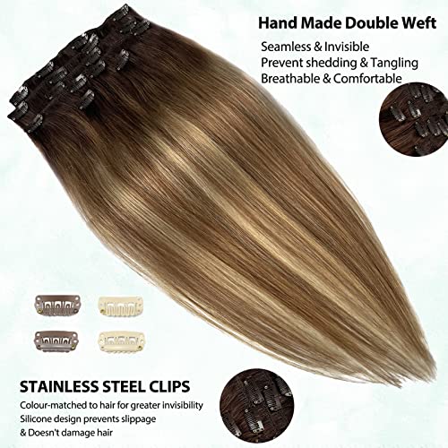 7pcs 70g 18Inch Remy Human Hair Clip in Hair Extensions O977713