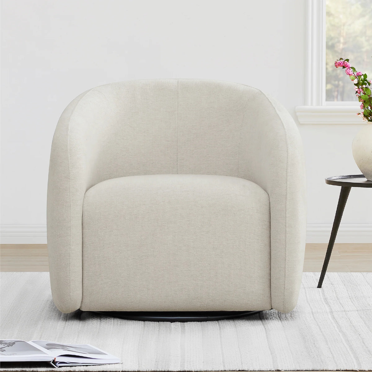 Swivel Upholstered Fabric Accent Chair Z607399