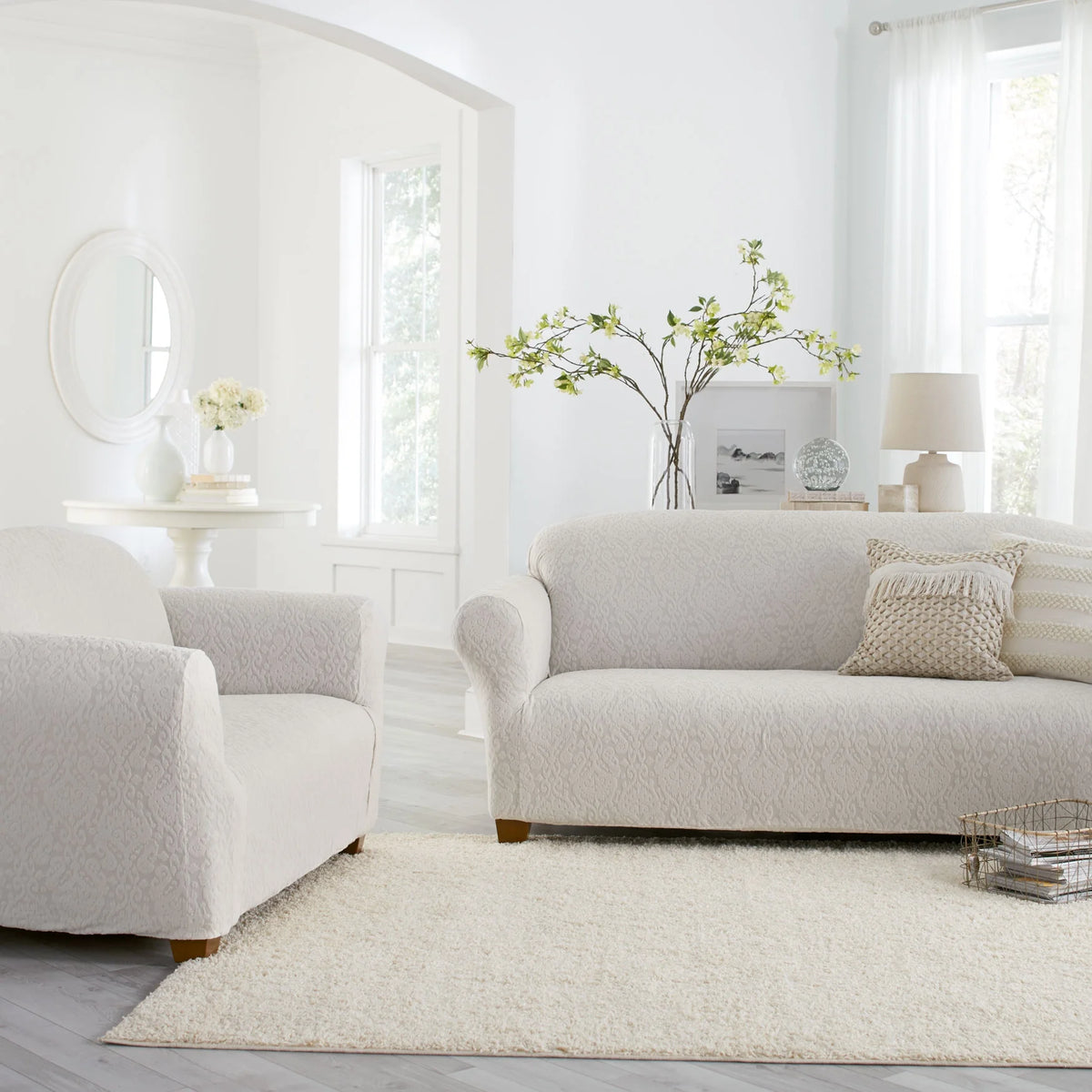 Linen Stretch Extra-Long Sofa Slipcover O904669