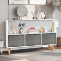 Modern Minimalist Wooden Storage Cabinet with 3 Fabric Drawers S11887