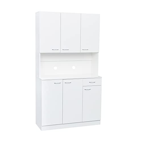 White 39" W Tall Freestanding Wood Wardrobe Armoire with Doors and Storage Shelves U8552