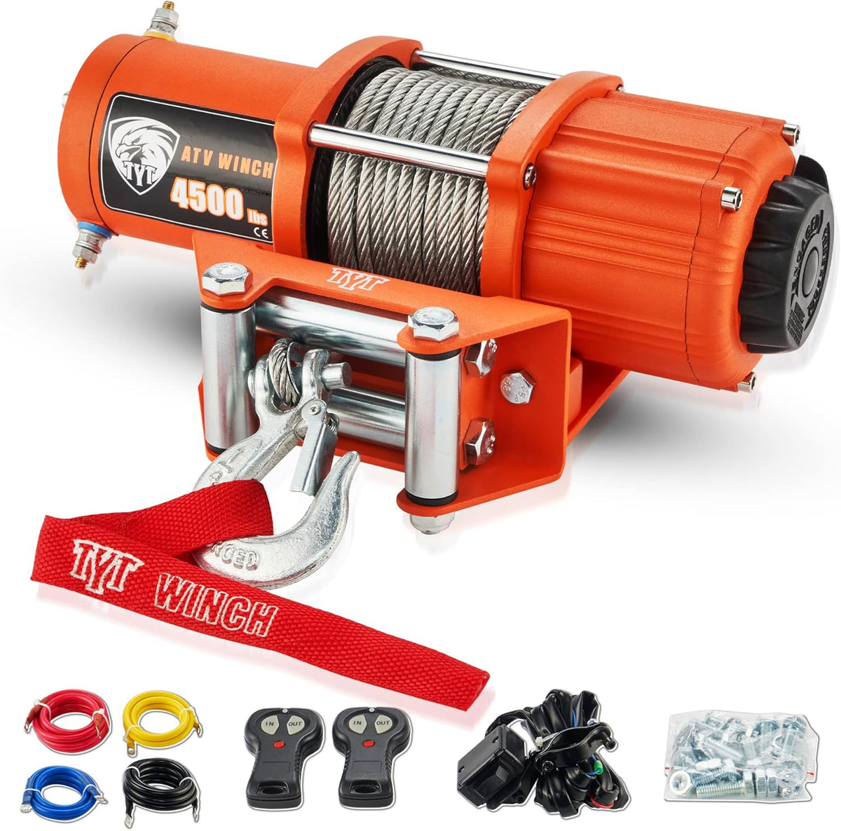 12V Electric 4500 lb Winch Kit with Steel Cable and 2 Wireless Remote S622