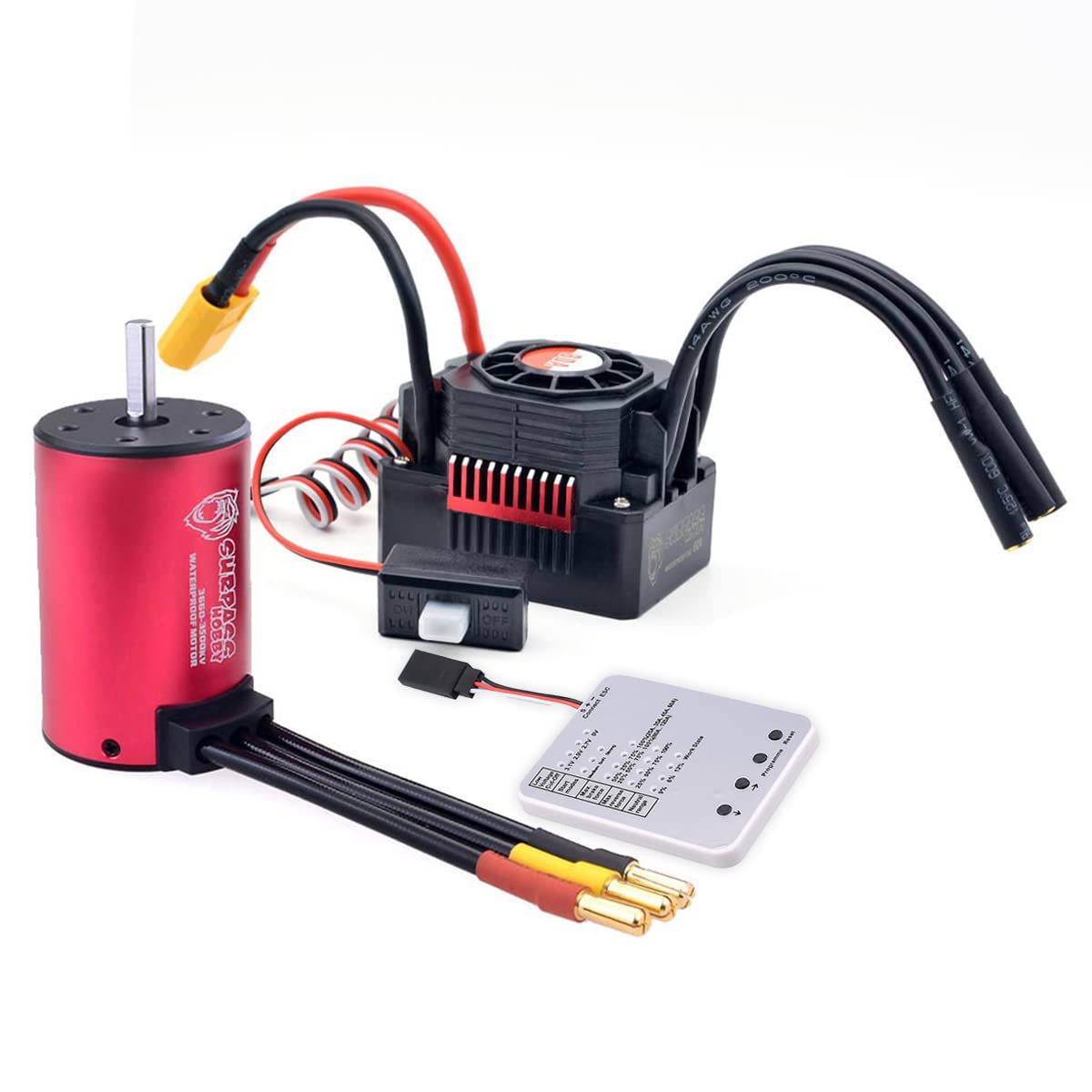 Waterproof Brushless Motor 3660 3500KV, 80A ESC & Programming Card Combo Set for 1/10 1/8 RC Car Truck Y847091