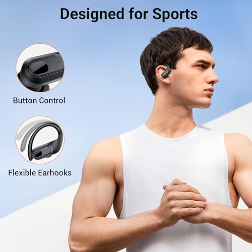 Wireless Earbuds Bluetooth Headphones with Earhooks ENC Mics Black N74796