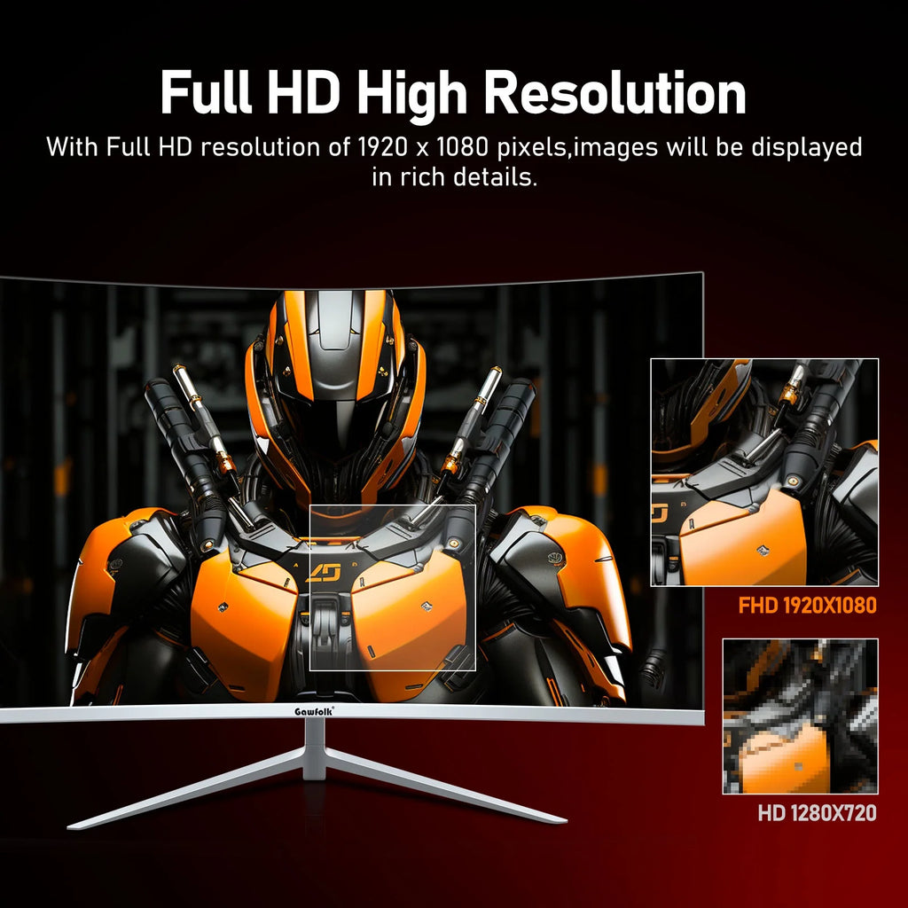 27 Inch Curved Monitor 100hz White FHD 1080P 1800R Frameless Built-in Speakers HDMI K870120