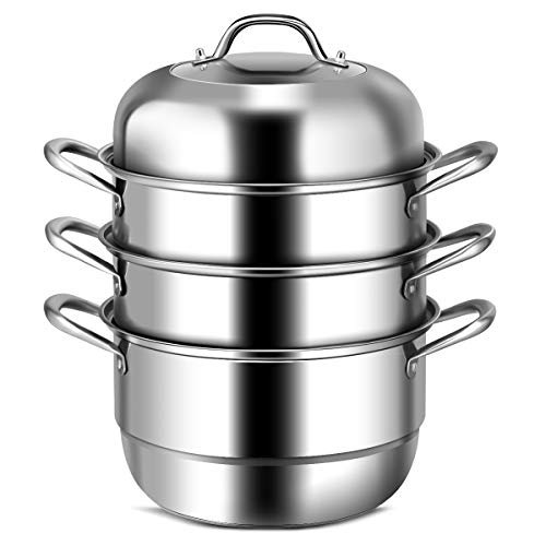 11 Inch Stainless Steel Steamer Pot with Tempered Glass Lid V226381