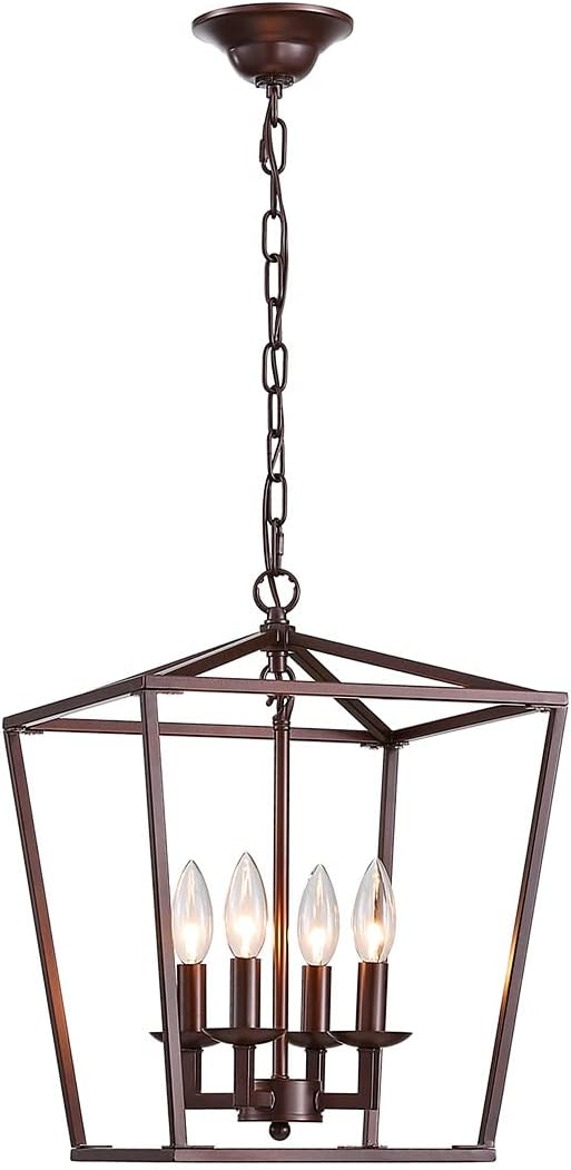 Lantern Pendant Light Iron Cage 1 E26 Bulbs Gold Plating X442