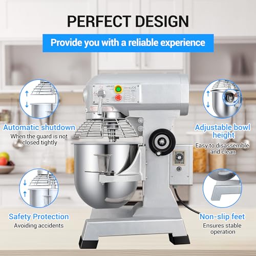 15Qt 600W Commercial Food Mixer, 3-Speed Adjustable Heavy Duty Stand Mixer with Stainless Steel Bowl L4265