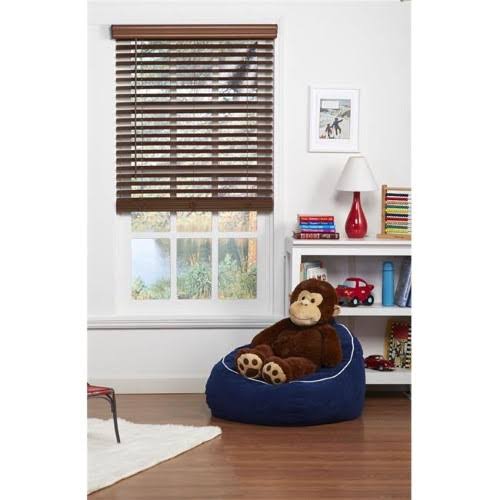 Cordless Faux Wood Blind Dark Oak 66.5 x 64 in. I92432