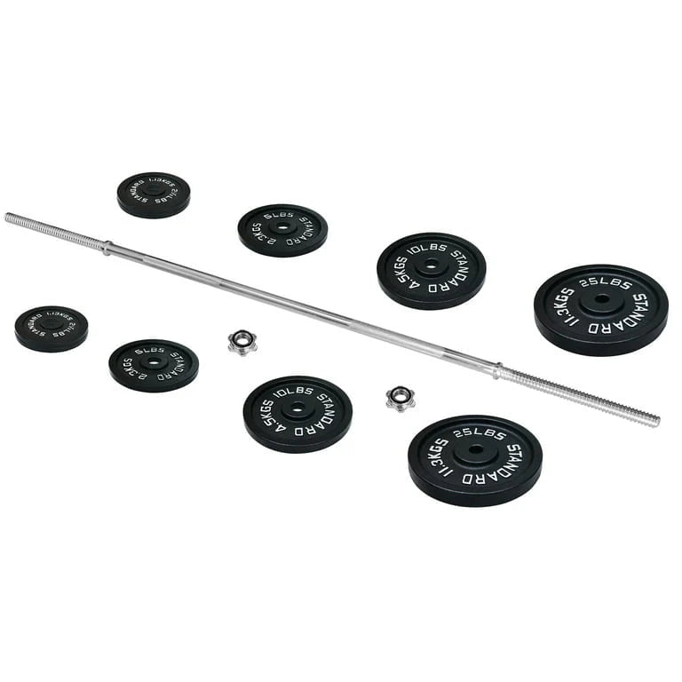 Cast Iron 100-Pound Barbell Set with Star Locks T4516