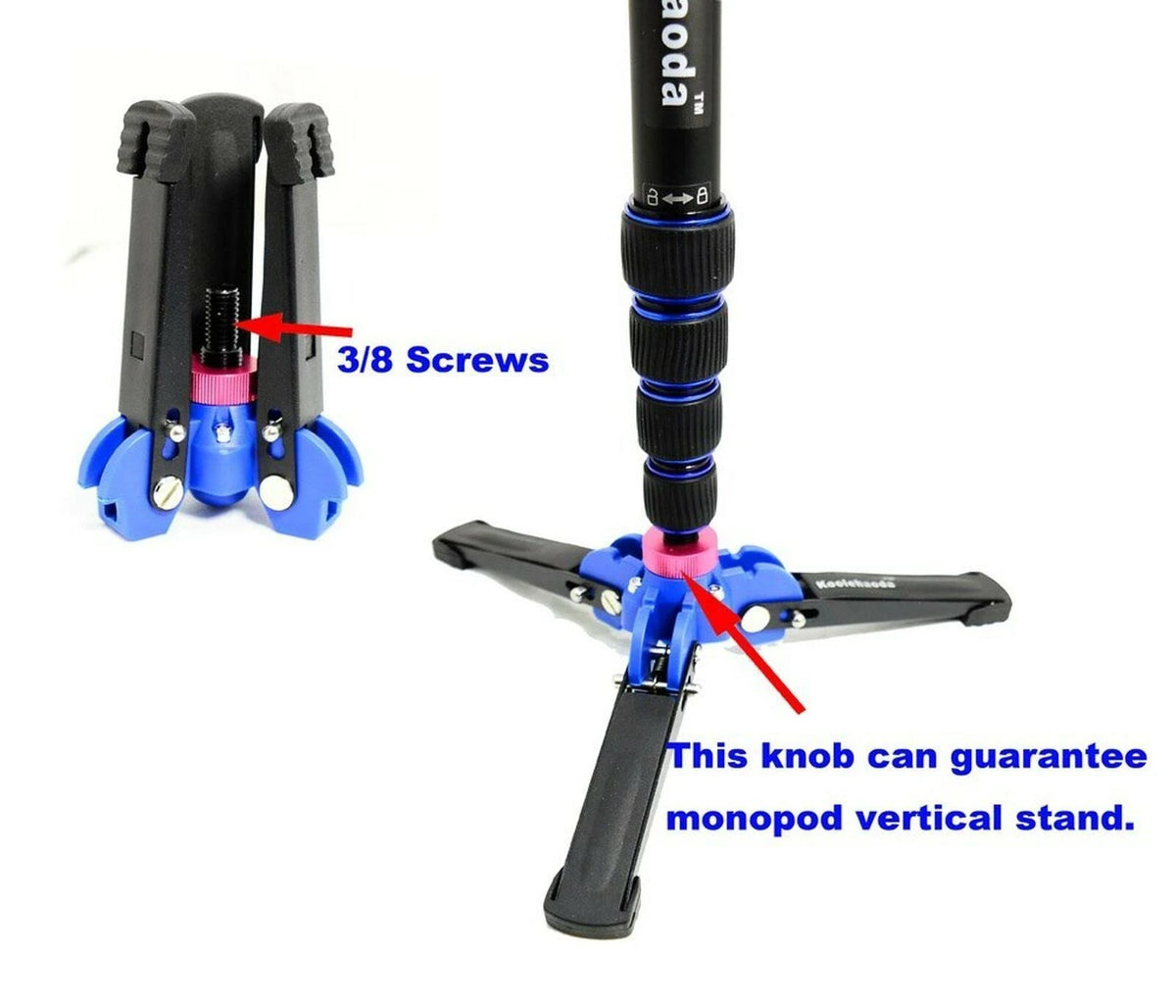 65-inch Aluminium Camera Monopod with Folding Three Feet Support Stand F3929