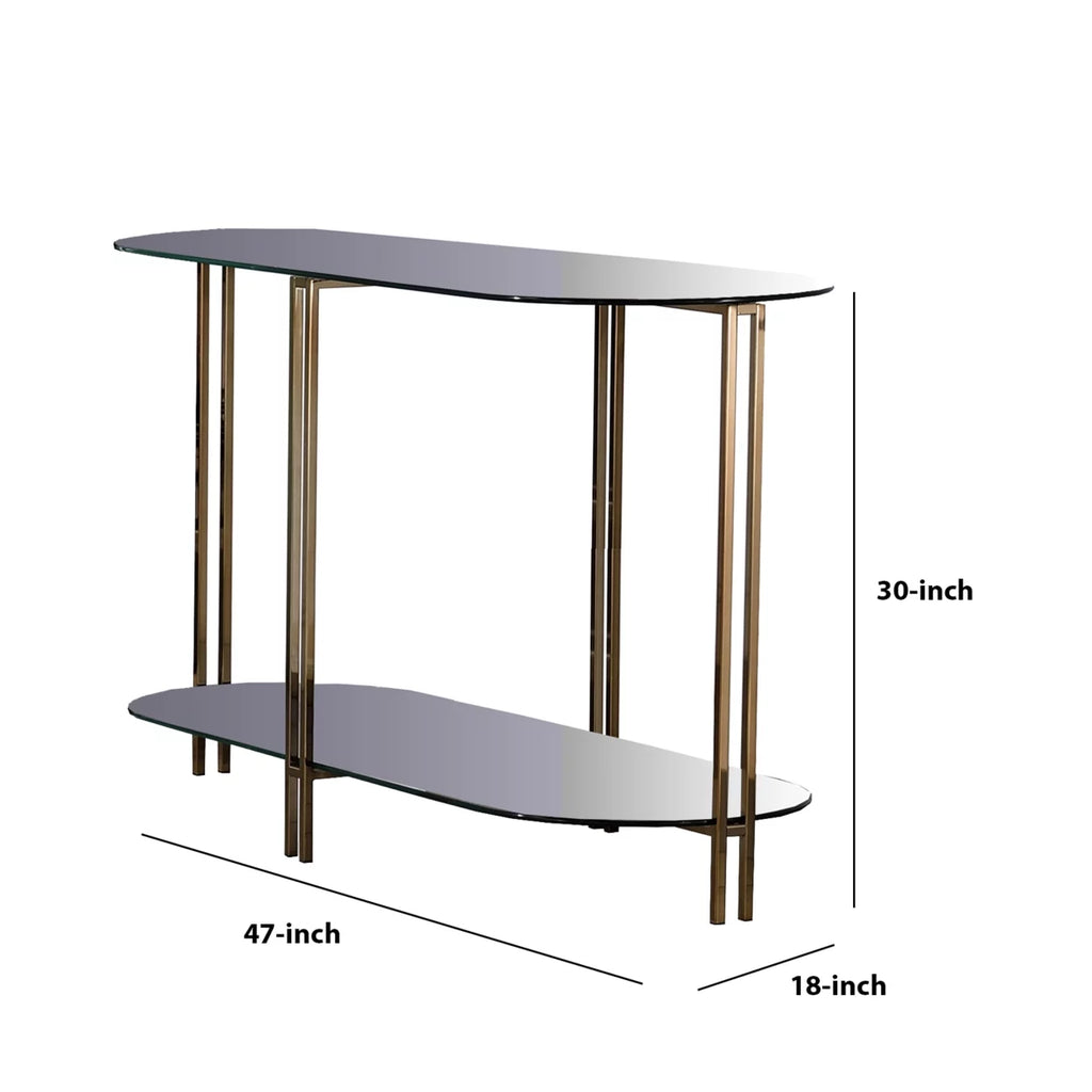 Sofa Table with Glass Top and Glass Shelf L965