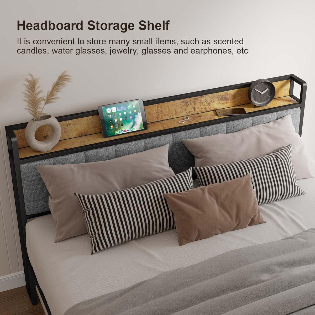 Full Size Storage Headboard Bed Frame O748