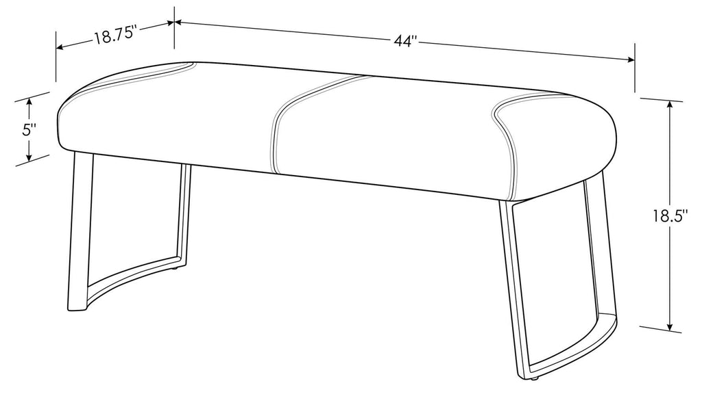 Red Leatherette Bench with Stainless Steel Base D9233