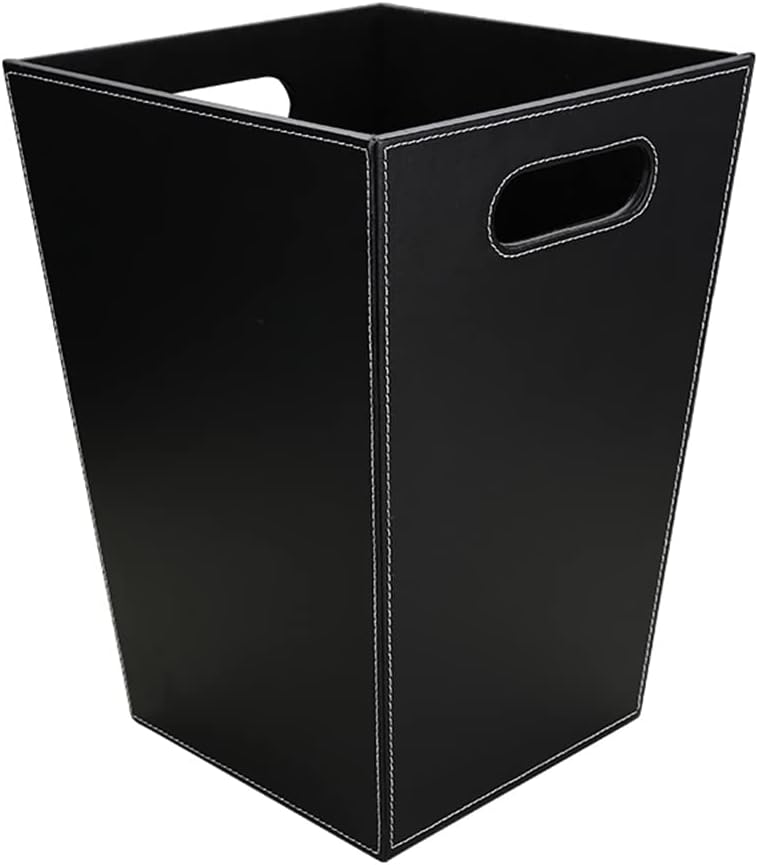Brown Pu Leather Trash Can with Handles R2185